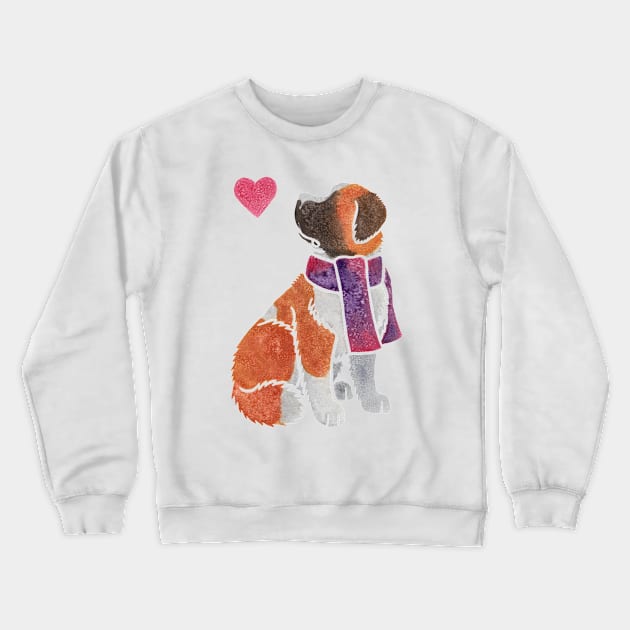 Watercolour St Bernard Crewneck Sweatshirt by animalartbyjess